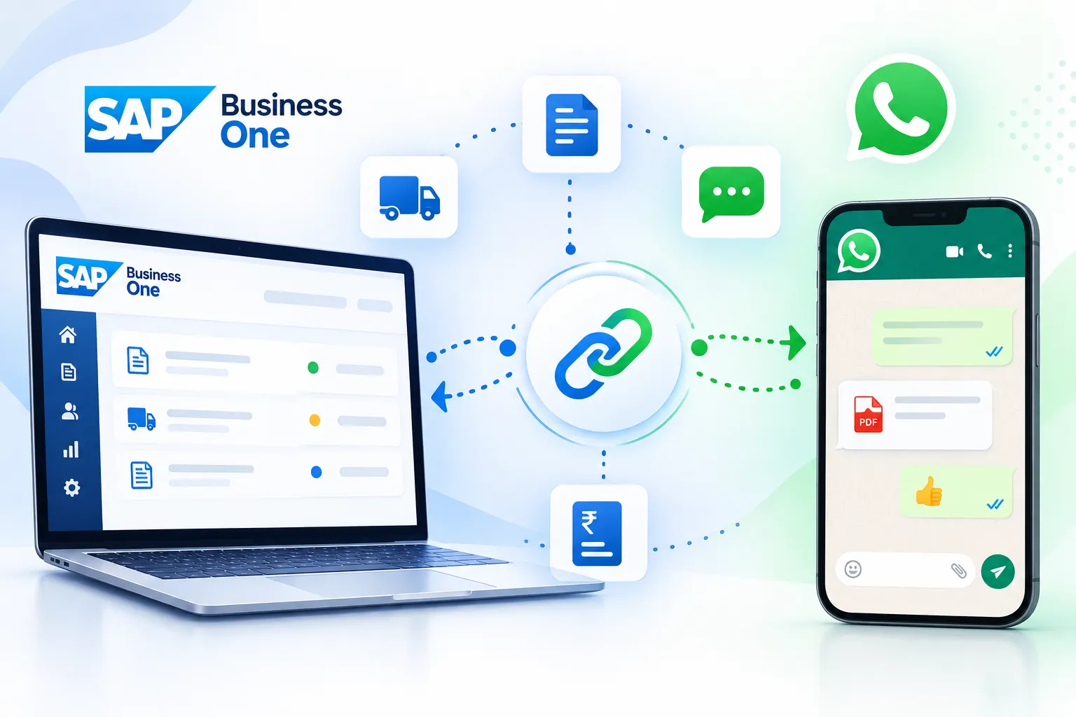 WhatsApp integration for SAP Business One sending an invoice from the ERP